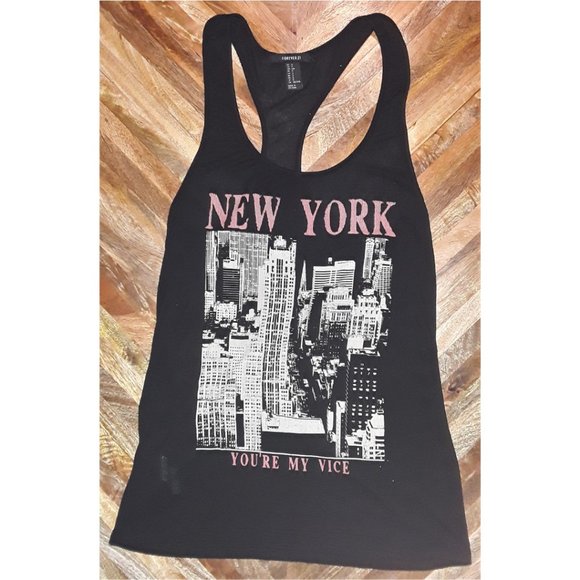 SOLD FOREVER 21 Black New York You're My Vice Tank Top - Picture 5 of 6